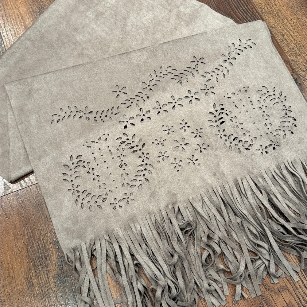 Fringed Faux Suede Scarf